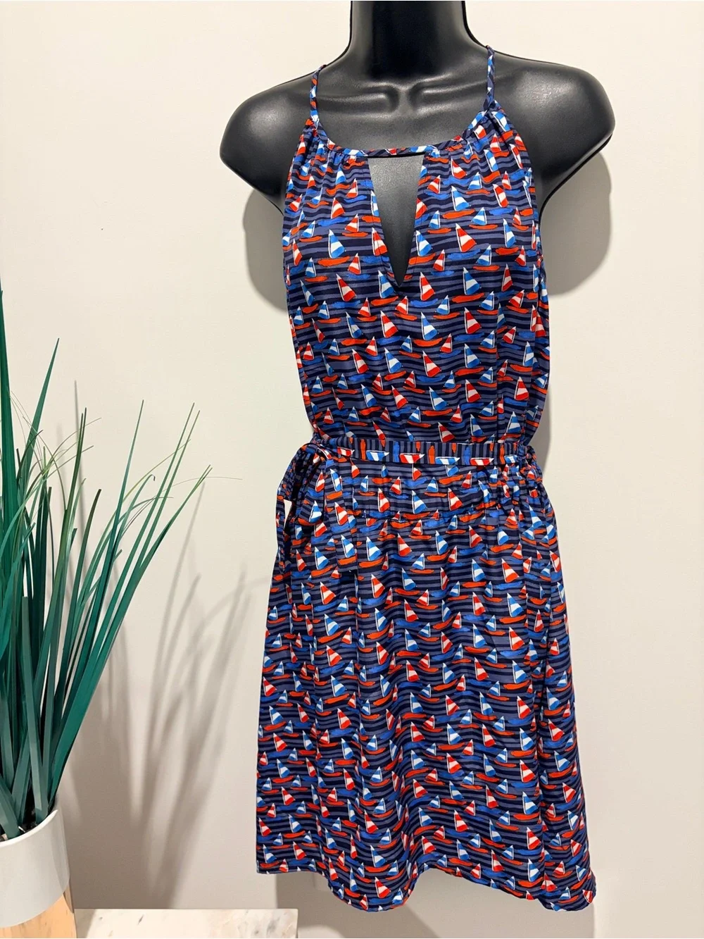 Nautical Print Slip Dress - Size L (Like New)